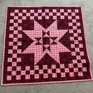 Handmade Small Quilt 39 x 39 Pink Star